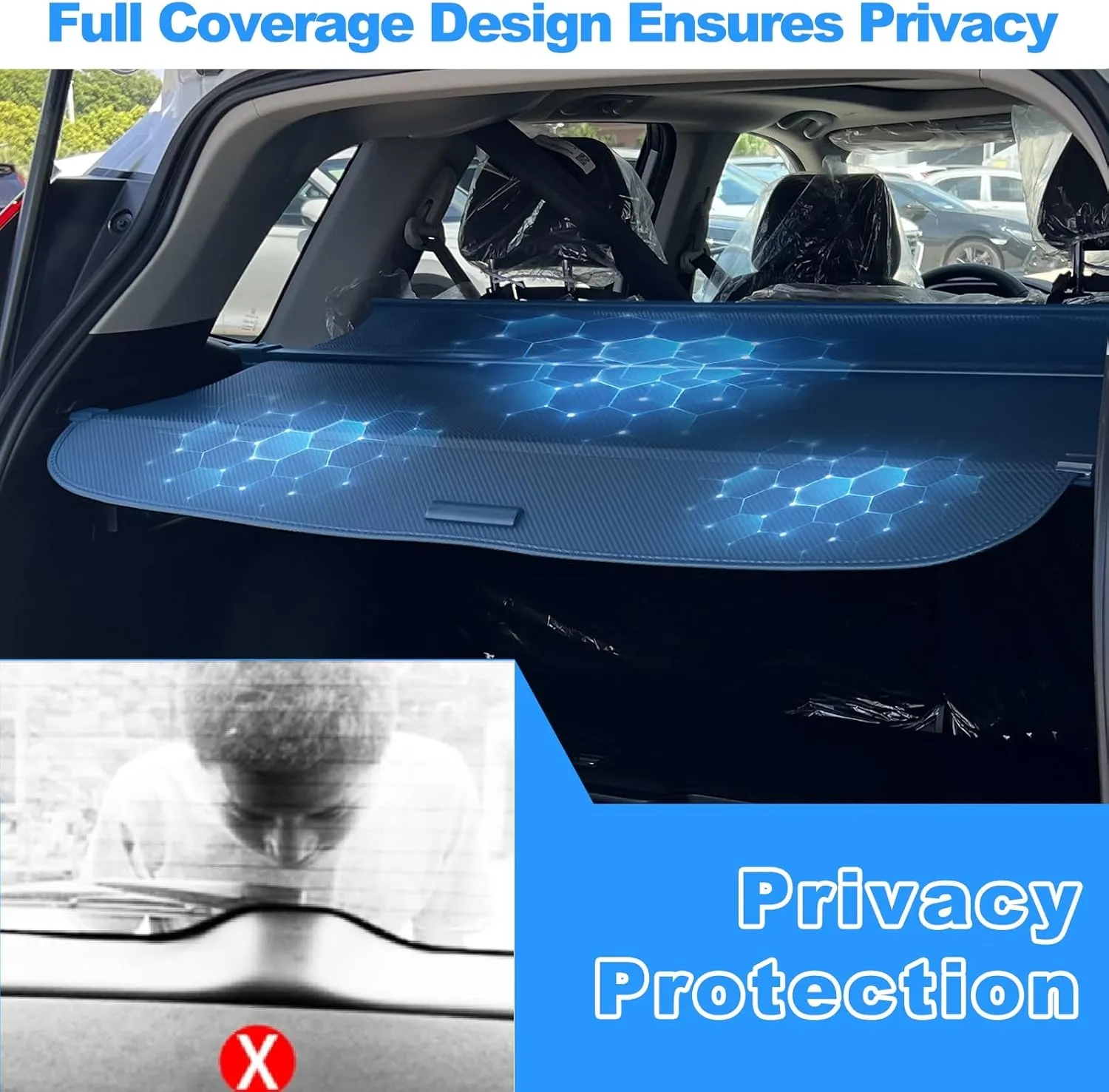AUXKO Retractable Cargo Cover for Honda CRV 2023-2025, Trunk Shade Screen for 2024 2025 CRV, Anti-Peeping Luggage Privacy Shield, Carbon Fiber (NOT for Sport Touring Hybrid)