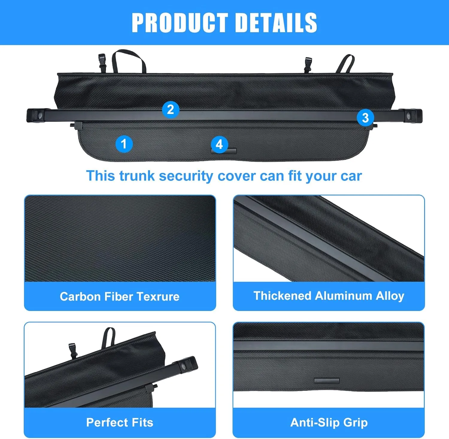 AUXKO Retractable Cargo Cover for Honda CRV 2023-2025, Trunk Shade Screen for 2024 2025 CRV, Anti-Peeping Luggage Privacy Shield, Carbon Fiber (NOT for Sport Touring Hybrid)