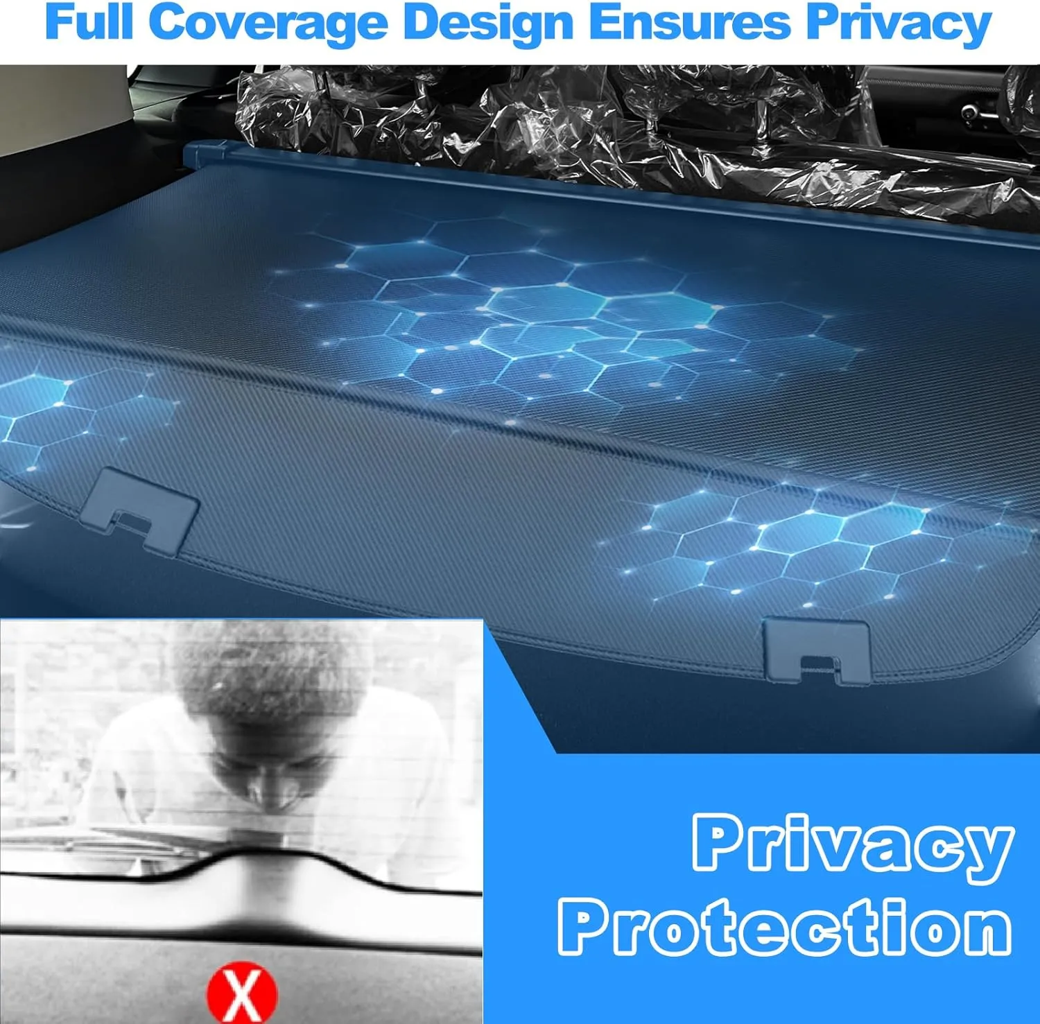 AUXKO Retractable Cargo Cover for Mazda CX-5 2025-2017, Trunk Cargo Cover Luggage Security Shade Cover for 2025 2024 2023 Mazda CX5 Shielding Shade Anti-Peeping Luggage Privacy Screen, Carbon Fiber