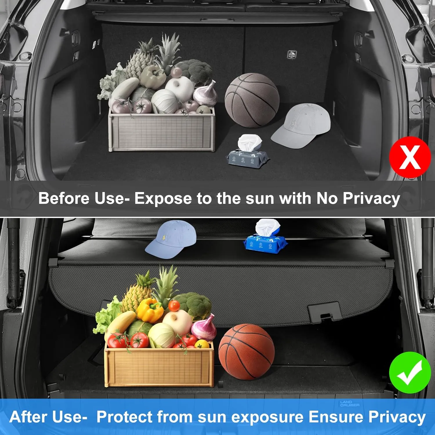 AUXKO Retractable Cargo Cover for Mazda CX-5 2025-2017, Trunk Cargo Cover Luggage Security Shade Cover for 2025 2024 2023 Mazda CX5 Shielding Shade Anti-Peeping Luggage Privacy Screen, Carbon Fiber