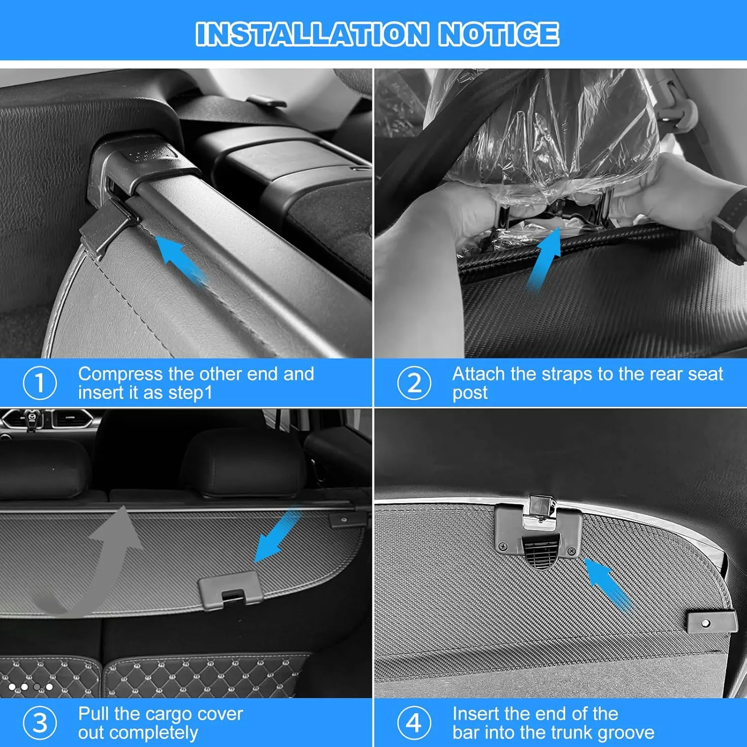 AUXKO Retractable Cargo Cover for Mazda CX-5 2025-2017, Trunk Cargo Cover Luggage Security Shade Cover for 2025 2024 2023 Mazda CX5 Shielding Shade Anti-Peeping Luggage Privacy Screen, Carbon Fiber