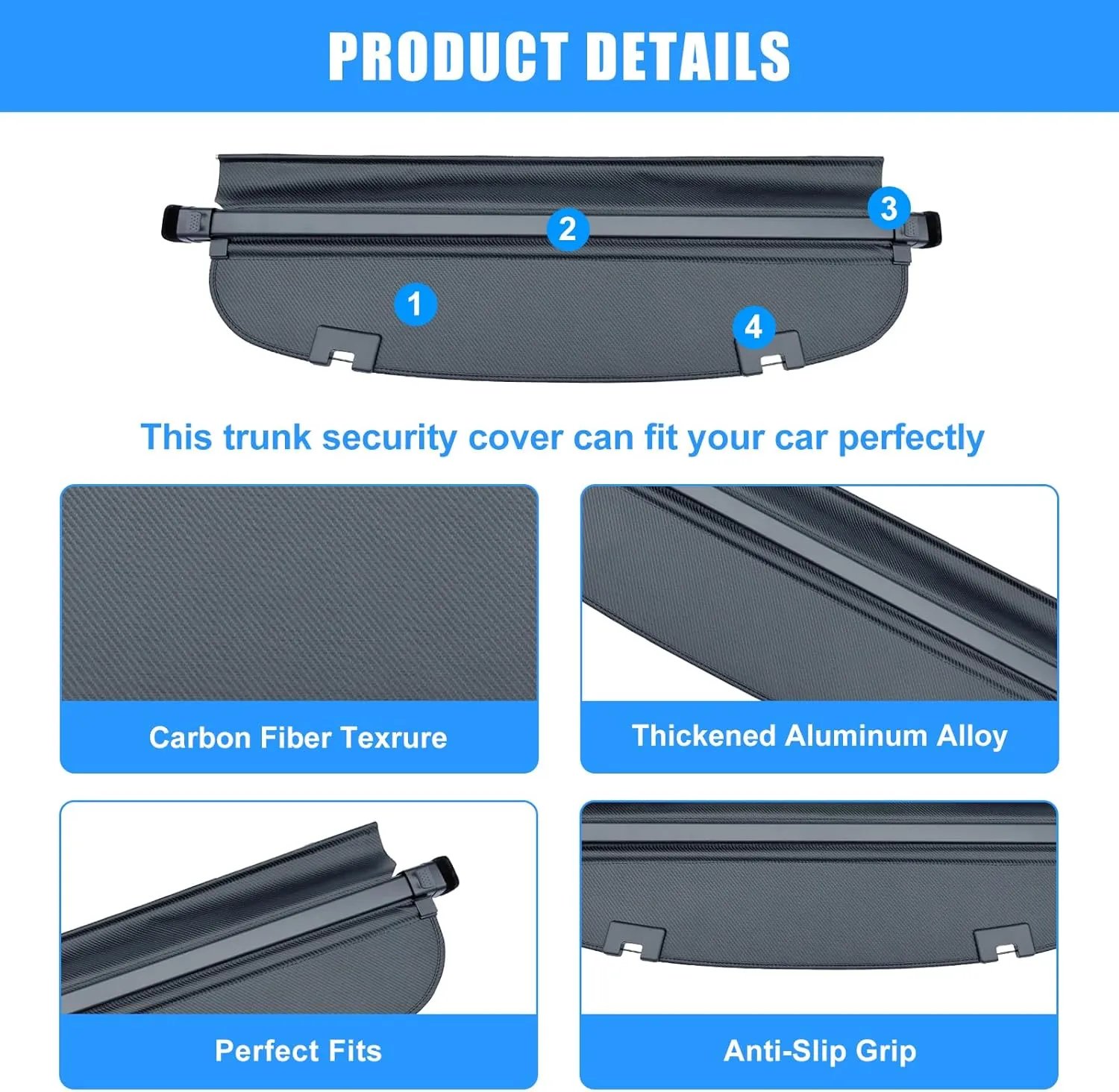 AUXKO Retractable Cargo Cover for Mazda CX-5 2025-2017, Trunk Cargo Cover Luggage Security Shade Cover for 2025 2024 2023 Mazda CX5 Shielding Shade Anti-Peeping Luggage Privacy Screen, Carbon Fiber