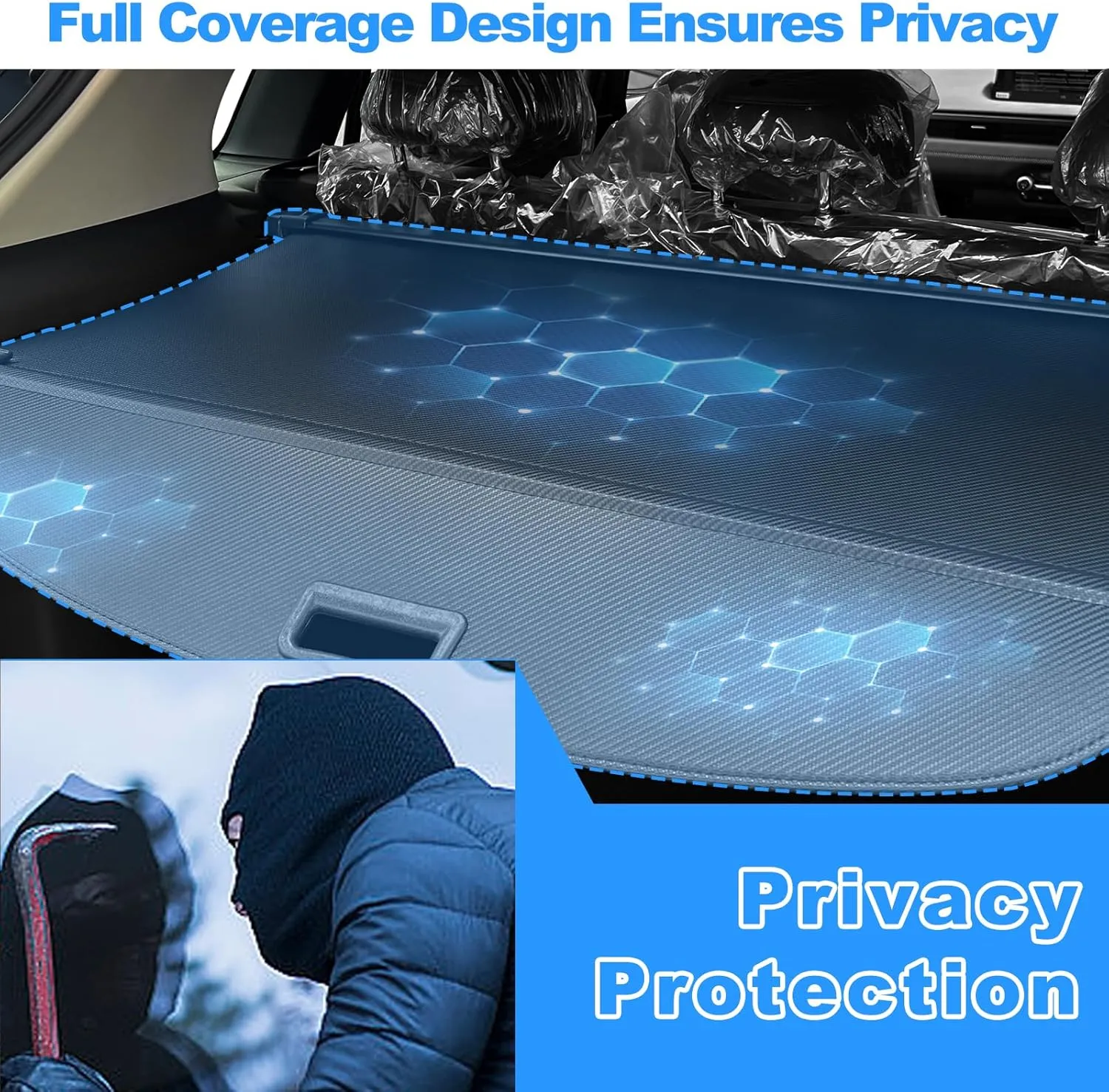 AUXKO Retractable Cargo Cover for Mazda CX-50 2025 2024 2023, Trunk Cargo Cover Luggage Security Shade Cover for 2025 2024 Mazda CX50 Shielding Shade Anti-Peeping Luggage Privacy Screen, Carbon Fiber