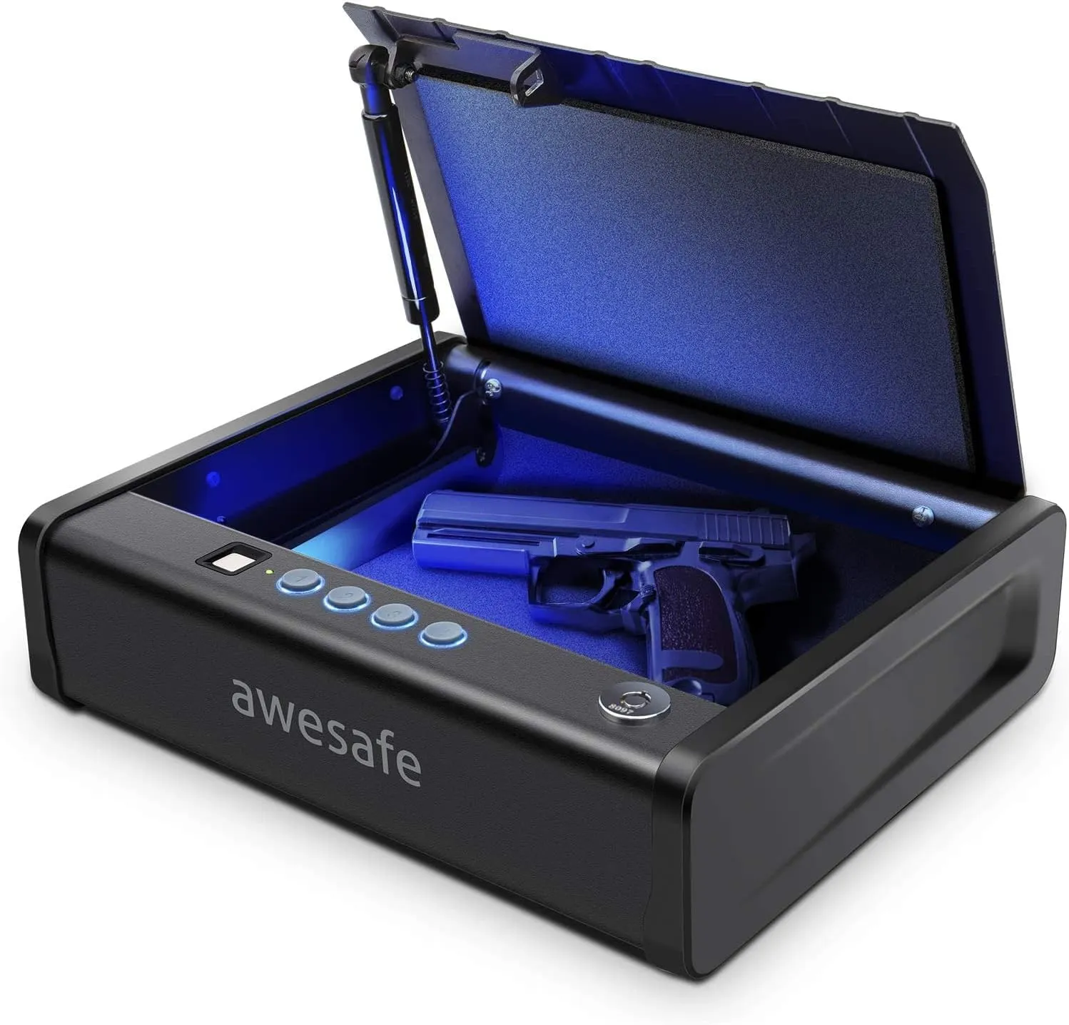 awesafe Gun Safe, Updated Biometric Gun Safes for Pistols, Quick Access Pistol Safe Fingerprint Handgun Safe with Keys and Keypad, Gun Lock Box for Home