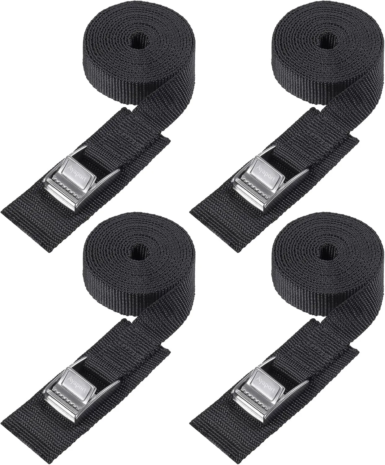 Ayaport Lashing Straps with Stainless Steel Buckles 16ft Adjustable Cam Buckle Tie Down Cinch Strap for Packing Black