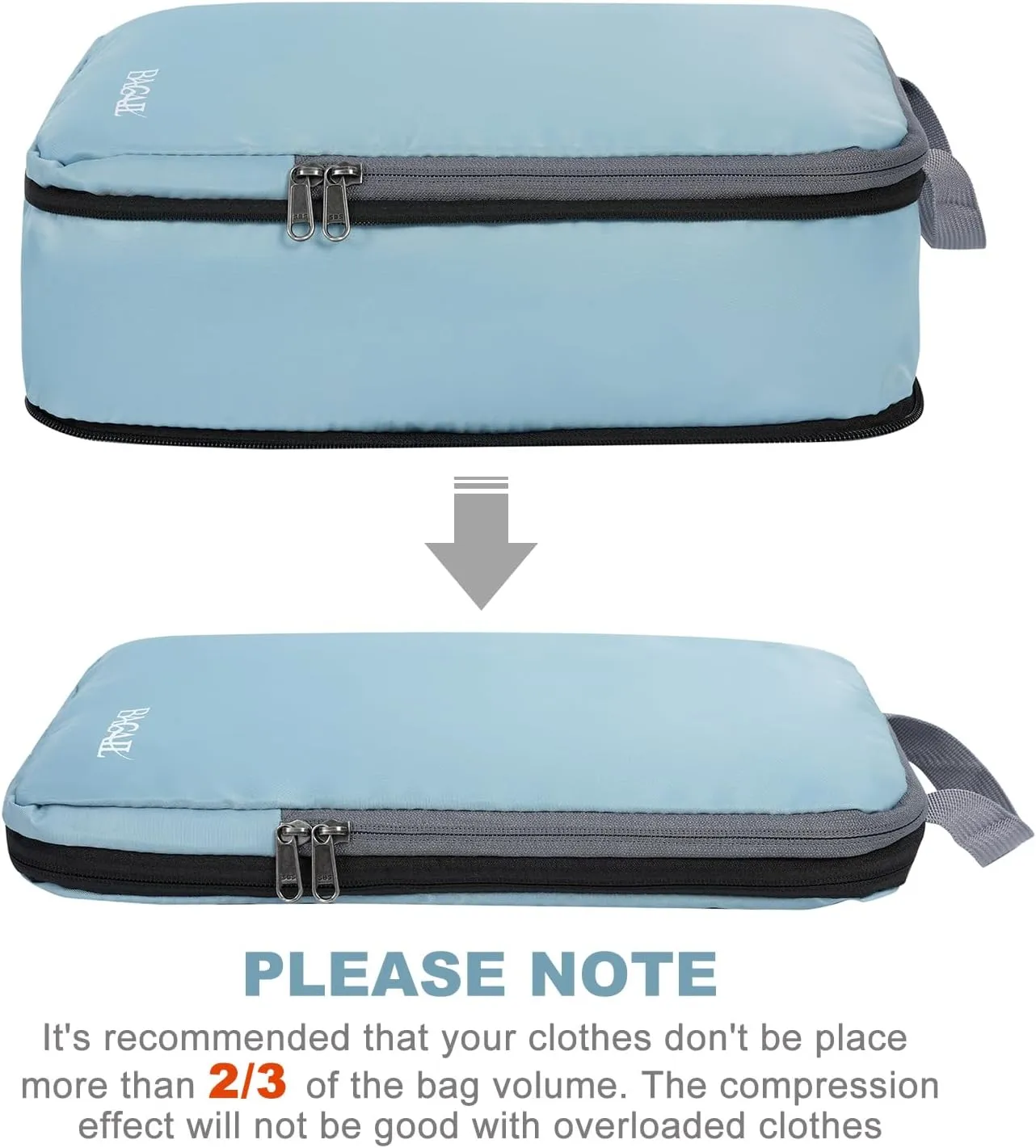 BAGAIL 4 Set/6 Set/8 Set Compression Packing Cubes Travel Accessories Expandable Packing Organizers(Dusty Blue ClothPattern 4 Set)