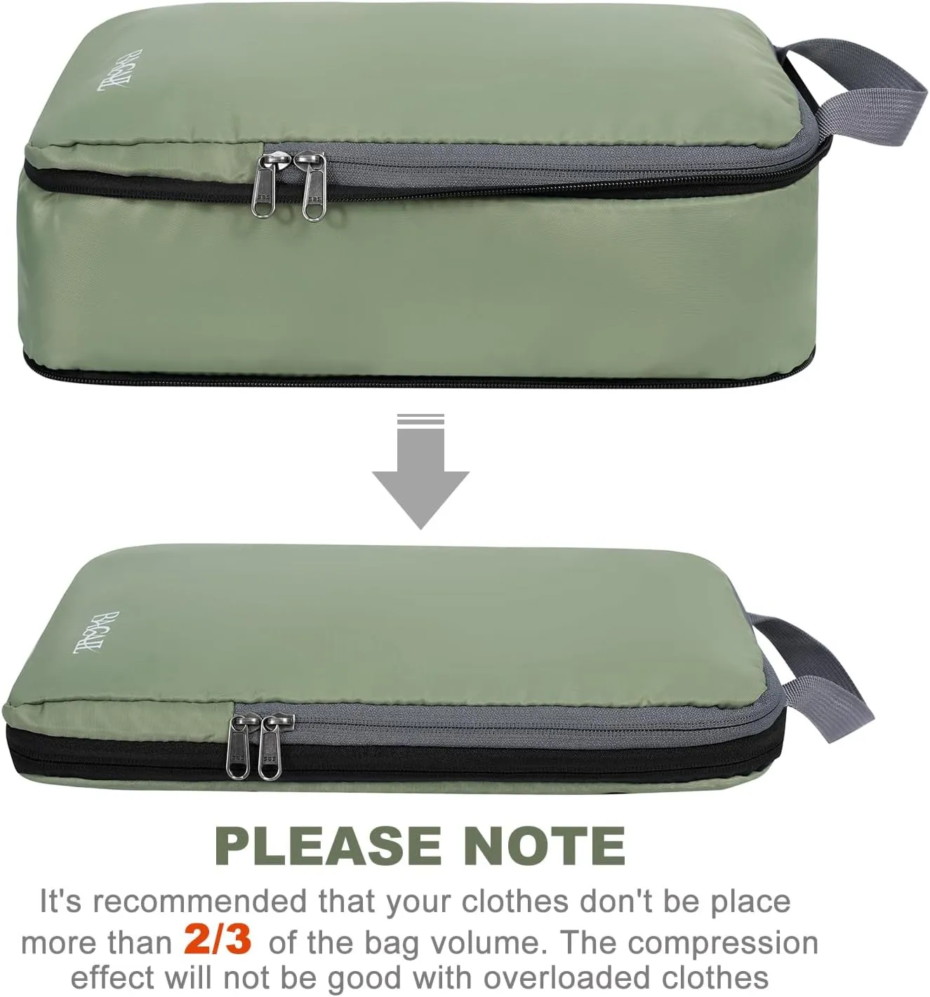 BAGAIL 4 Set/6 Set/8 Set Compression Packing Cubes Travel Accessories Expandable Packing Organizers(Matcha Green ClothPattern 4 Set)