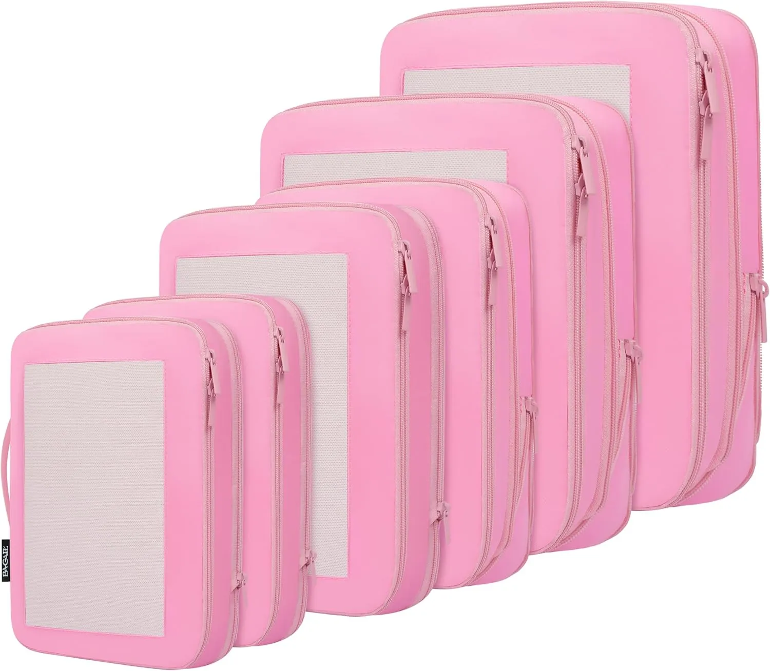 BAGAIL 4 Set/6 Set/8 Set Compression Packing Cubes Travel Accessories Expandable Packing Organizers(Pink SquareMesh 6 Set)