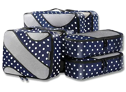 Bagail 6 Set Packing Cubes, 3 Various Sizes Travel Organizers, Navy