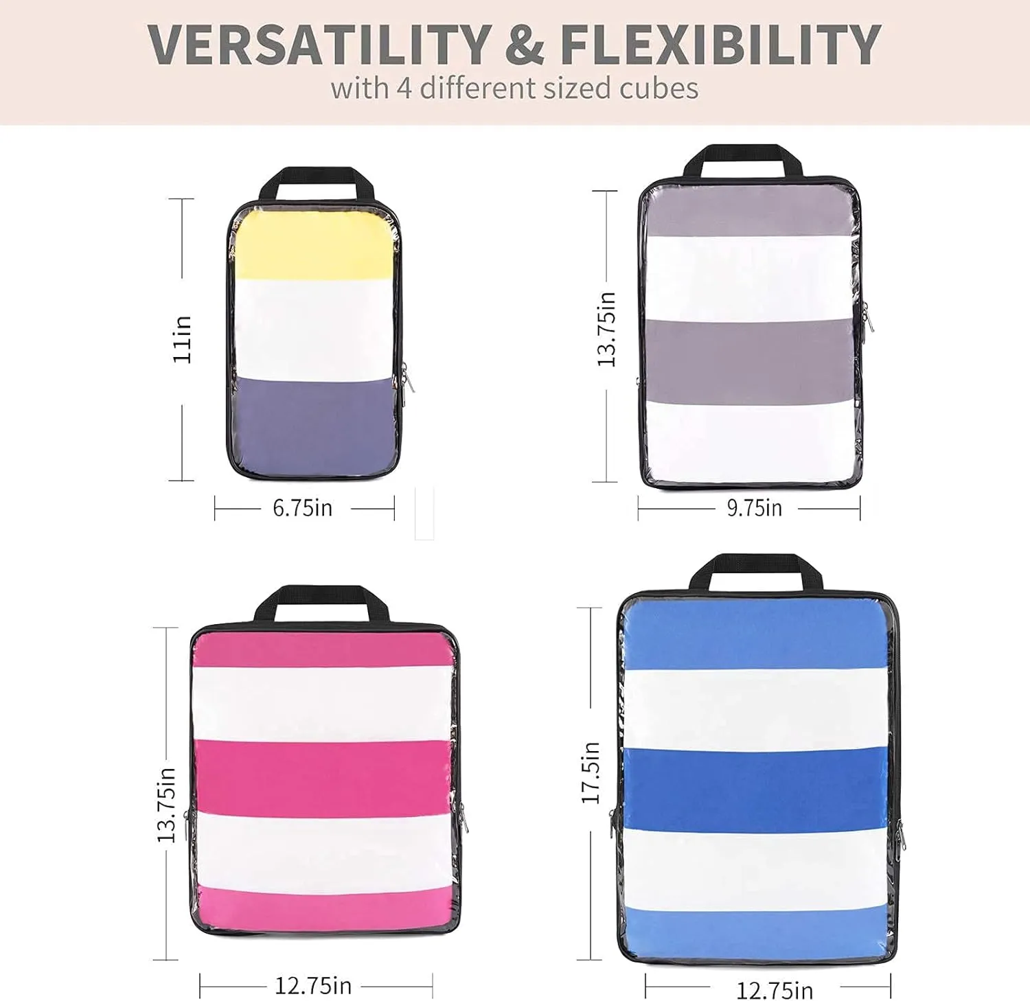 BAGAIL Transparent Compression Packing Cubes, Clear and Visible Travel Packing Organizer for backpack and suitcase