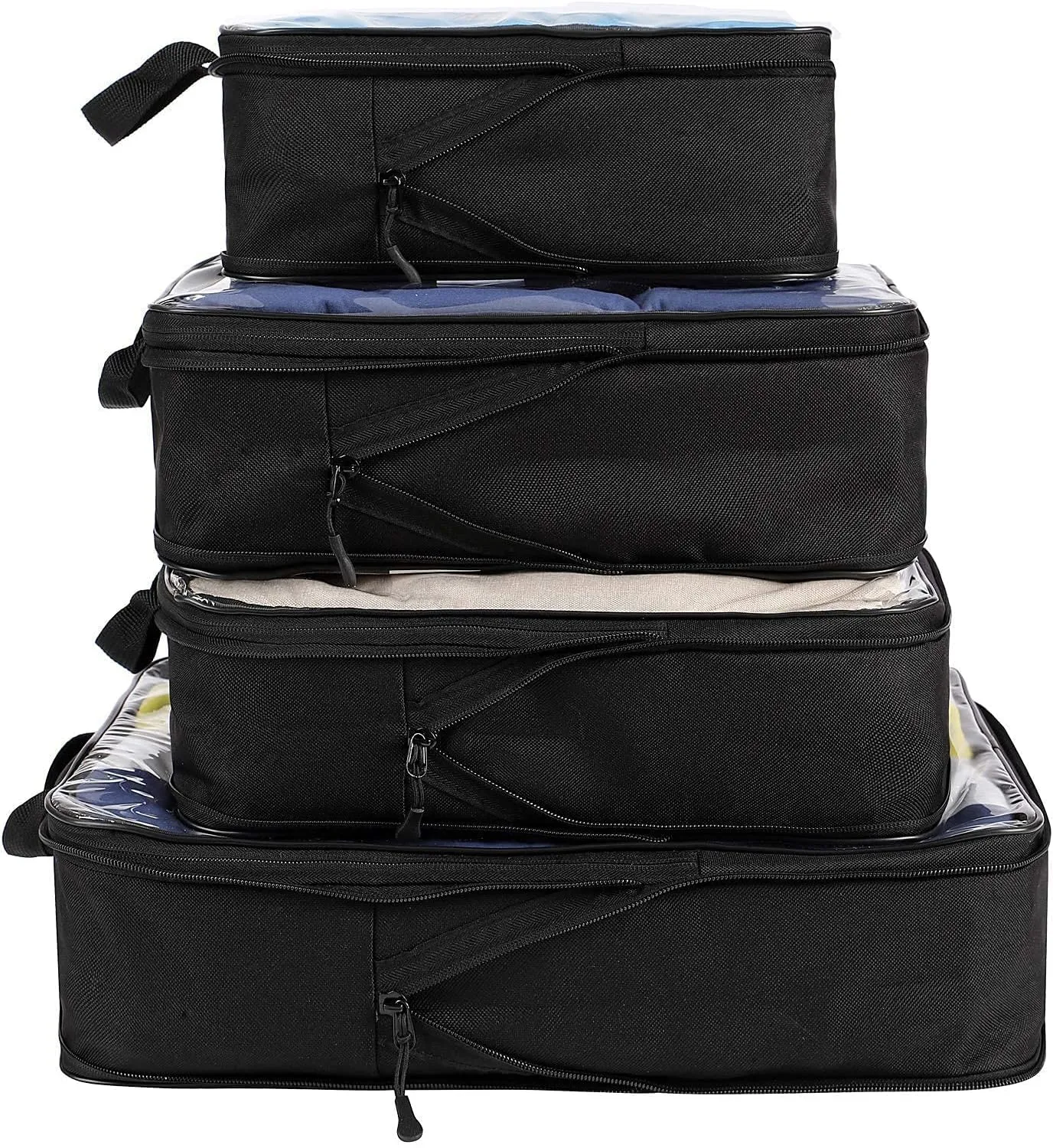 BAGAIL Transparent Compression Packing Cubes, Clear and Visible Travel Packing Organizer for backpack and suitcase