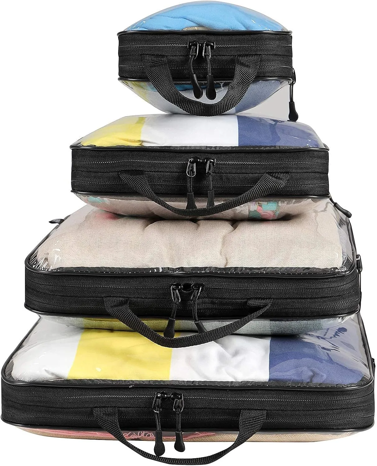 BAGAIL Transparent Compression Packing Cubes, Clear and Visible Travel Packing Organizer for backpack and suitcase
