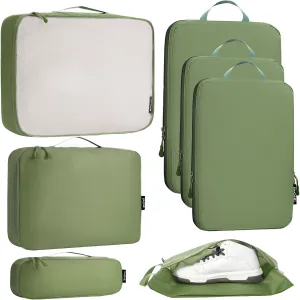 Bagail Ultralight Compression Cubes 7 Set - 3 Packing Cubes, 3 Organizers, and 1 Shoe Bag