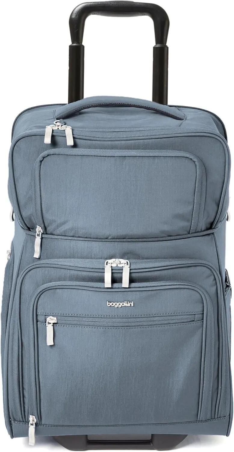 Baggallini Expandable Underseat Carry-On - Lightweight Travel Luggage Carry On Weekender with Wheels