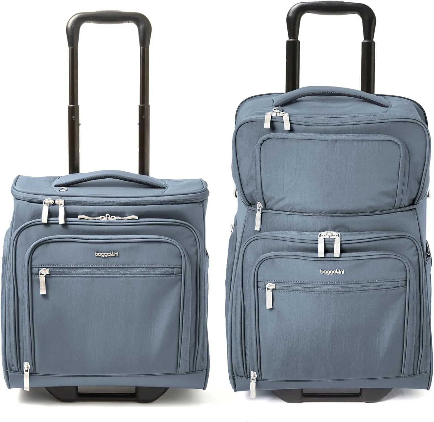 Baggallini Expandable Underseat Carry-On - Lightweight Travel Luggage Carry On Weekender with Wheels