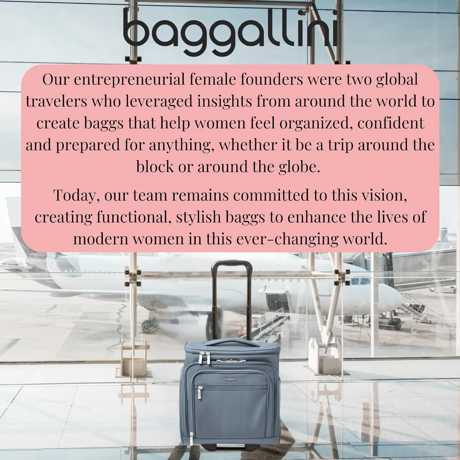 Baggallini Expandable Underseat Carry-On - Lightweight Travel Luggage Carry On Weekender with Wheels