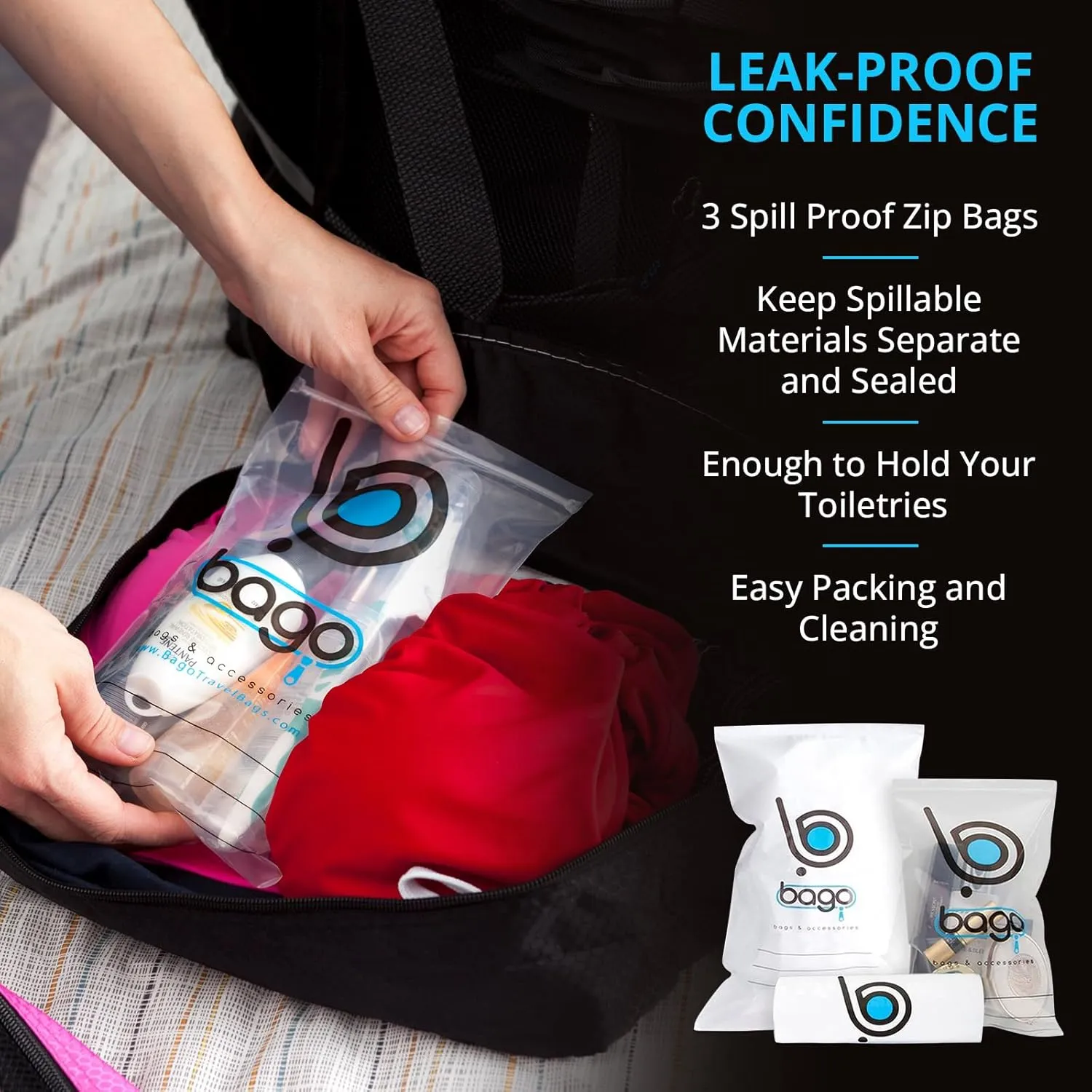 Bago Packing Cubes for Suitcases - 7Pcs Luggage & Suitcase Organiser Bags Set - Compression Packing Cubes for Travel Accessories Essentials - 4 Cubes plus 3 Sealed ZipBags (Blue), Blue, 4pcs Set,