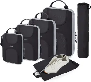 BAGSMART 6 Set Packing Cubes for Suitcases, Lightweight Suitcase Organizers & Compression Travel Cubes