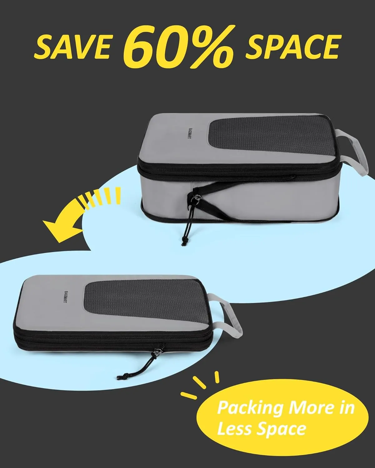 BAGSMART Compression Packing Cubes for Travel, 6 Set/4 Set Packing Cubes for Suitcases, Compression Suitcase Organizer Bags Set for Travel Essentials, Lightweight Packing Organizers