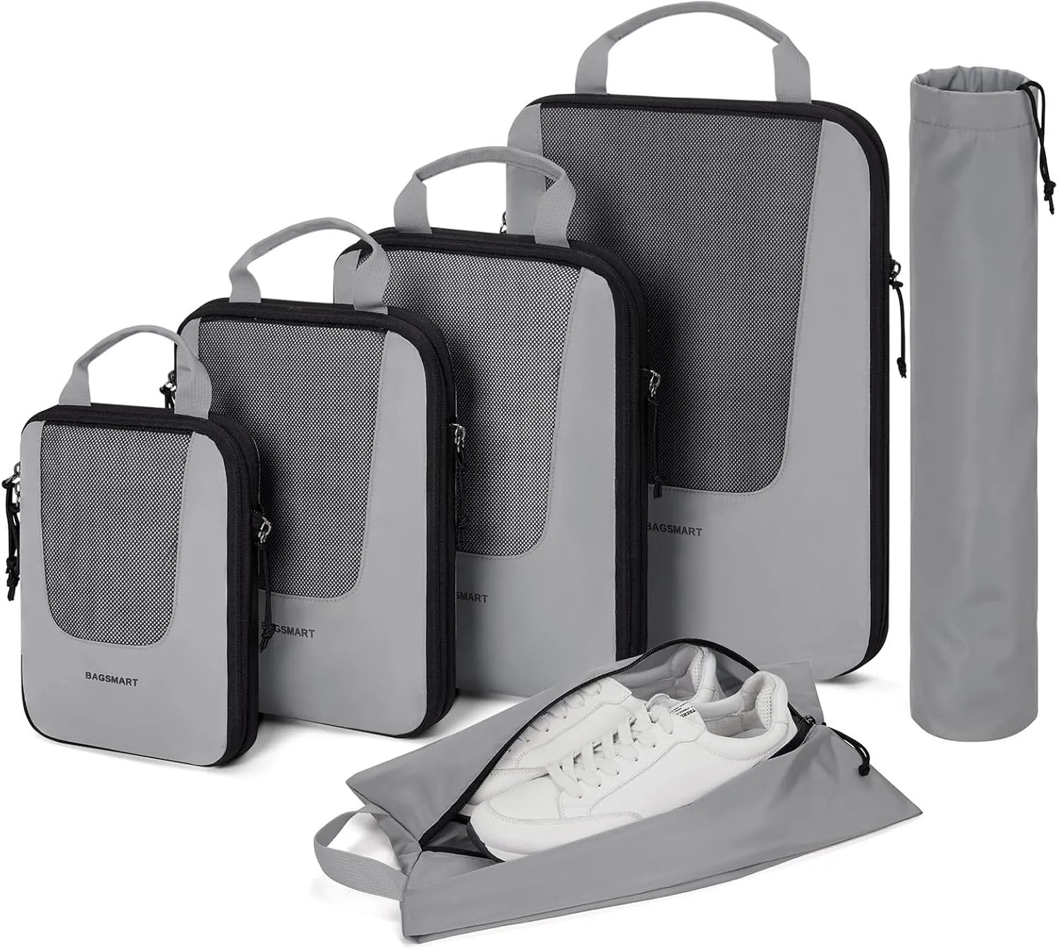 BAGSMART Compression Packing Cubes for Travel, 6 Set/4 Set Packing Cubes for Suitcases, Compression Suitcase Organizer Bags Set for Travel Essentials, Lightweight Packing Organizers