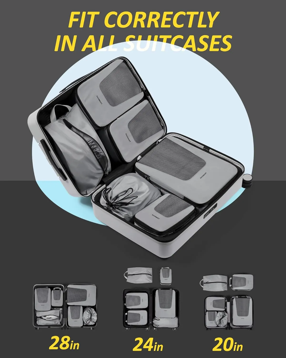 BAGSMART Compression Packing Cubes for Travel, 6 Set/4 Set Packing Cubes for Suitcases, Compression Suitcase Organizer Bags Set for Travel Essentials, Lightweight Packing Organizers