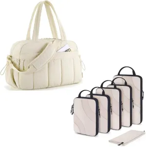 BAGSMART Gym Bag for Women, Duffle Bag for Travel with Wet Pocket & Compression Packing Cubes for Travel