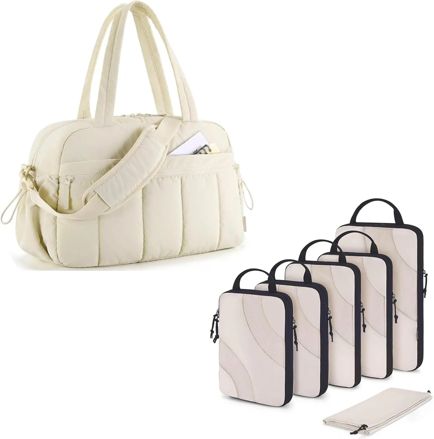 BAGSMART Gym Bag for Women, Duffle Bag for Travel with Wet Pocket & Compression Packing Cubes for Travel