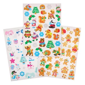 Baker Ross FX740 Christmas Mini Party Sticker Sheets - Pack of 12 Christmas Party Bag Fillers and Stockings
