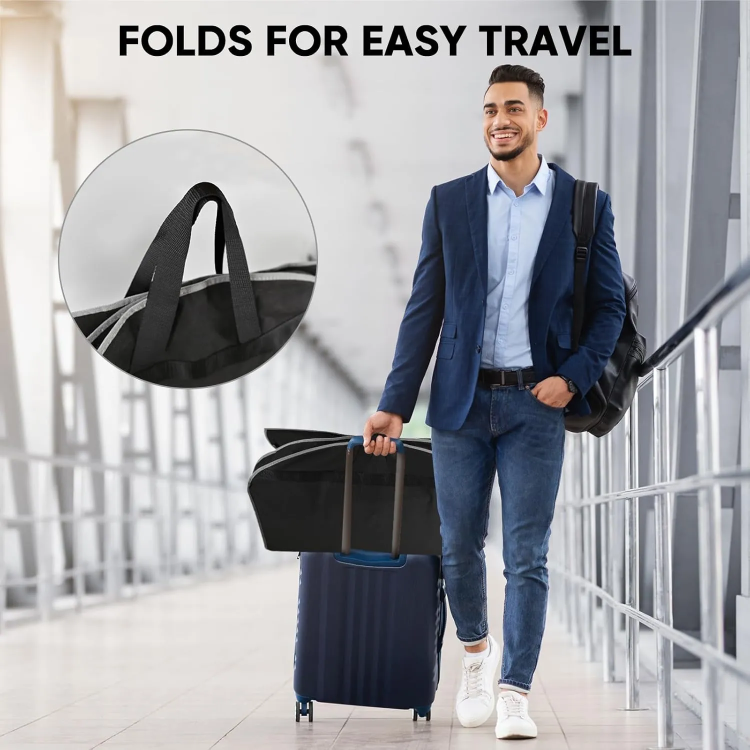 BALEINE 2PK Heavy Duty Garment Bag with Shoe Storage Travel Bag for Dresses, Suit, Coats Travel Essential (43", Black)