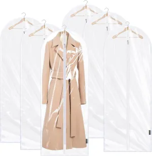 BALEINE 60'' Clear Garment Bags, 6 Packs PEVA Dress Bag for Closet Clothes Dresses Suit Coats Storage (Clear, 6PK)