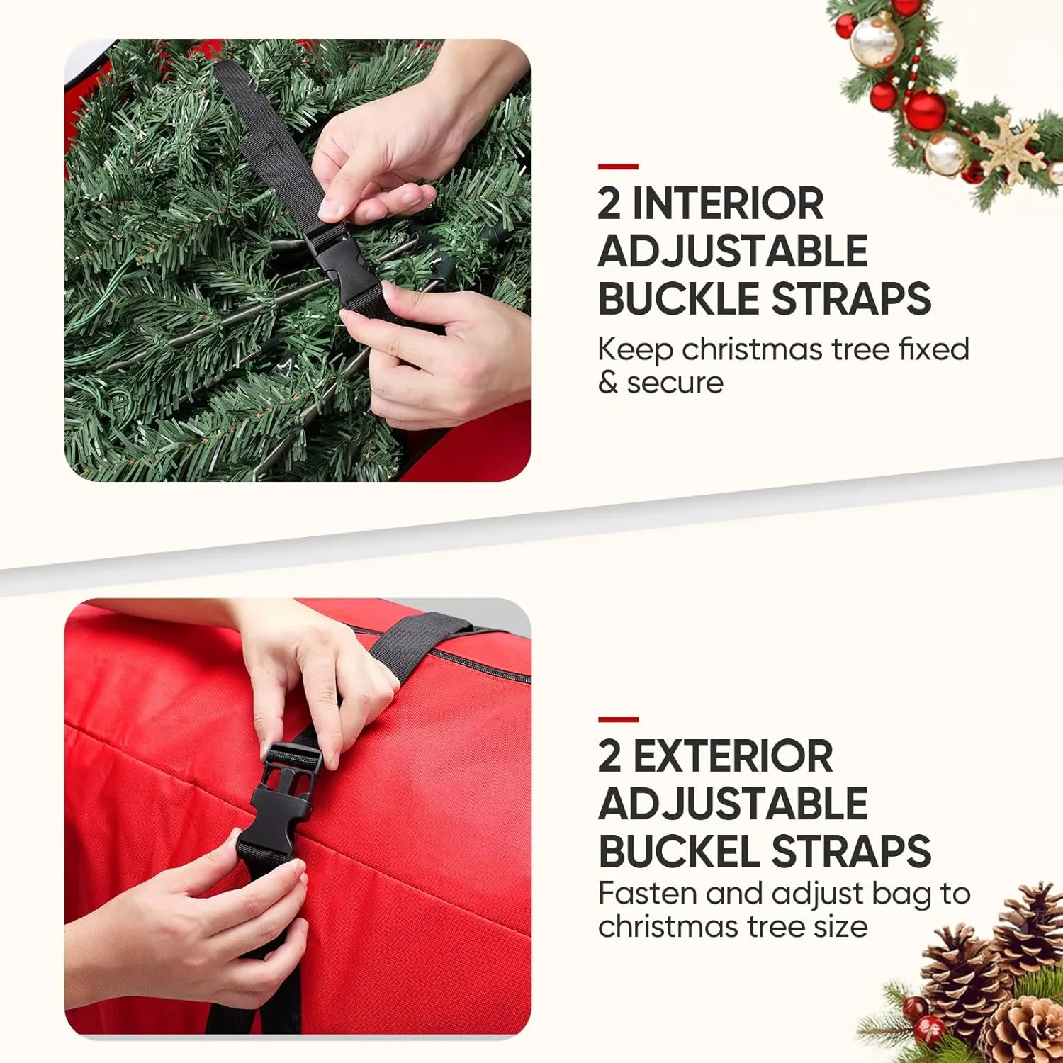 BALEINE 7.5 ft Rolling Christmas Tree Storage Bag, 2 Swivel Wheels for Easy Moving, Heavy Duty 600D Oxford Fabric Extra Large Artificial Christmas Tree Bag with Reinforced Carry Handles (Grey)