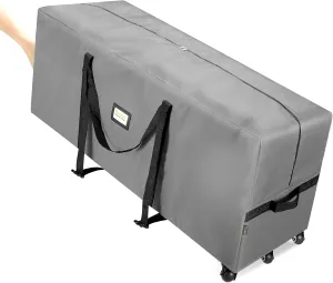 BALEINE 9 ft Rolling Christmas Tree Storage Bag, 3 Swivel Wheels for Easy Moving, Heavy Duty 600D Oxford Fabric Extra Large Artificial Christmas Tree Bag with Reinforced Carry Handles (Grey)