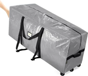 BALEINE 9 ft Rolling Christmas Tree Storage Bag, 3 Swivel Wheels for Easy Moving, Heavy Duty Extra Large Artificial Christmas Tree Bag with Reinforced Carry Handles and Fixed Buckle (Grey)