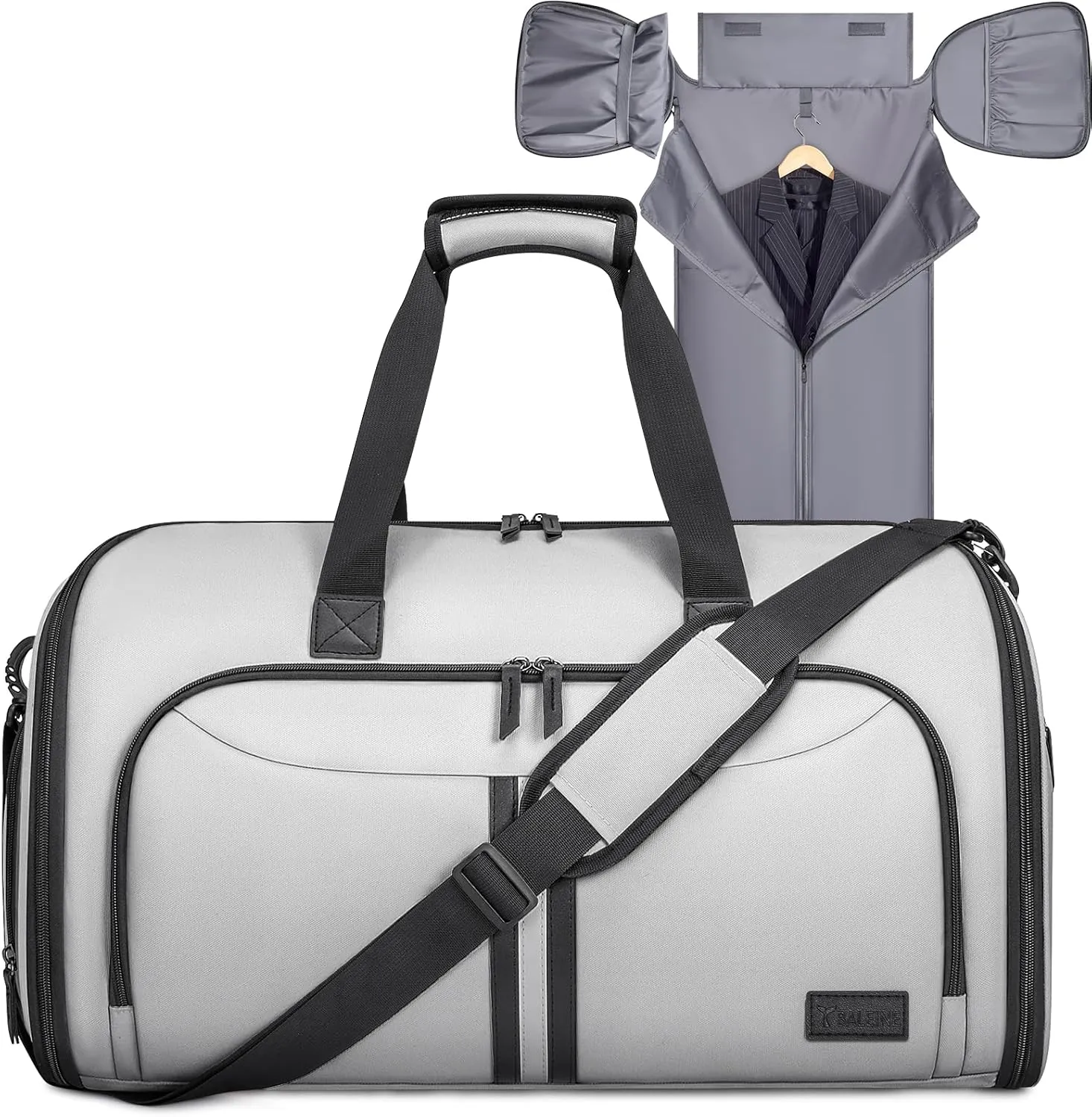 BALEINE Convertible Garment Bag with Shoe Compartment, 2 in 1 Carry on Garment Duffle Bags for Travel, Suit Bag for Men Women (Gray)
