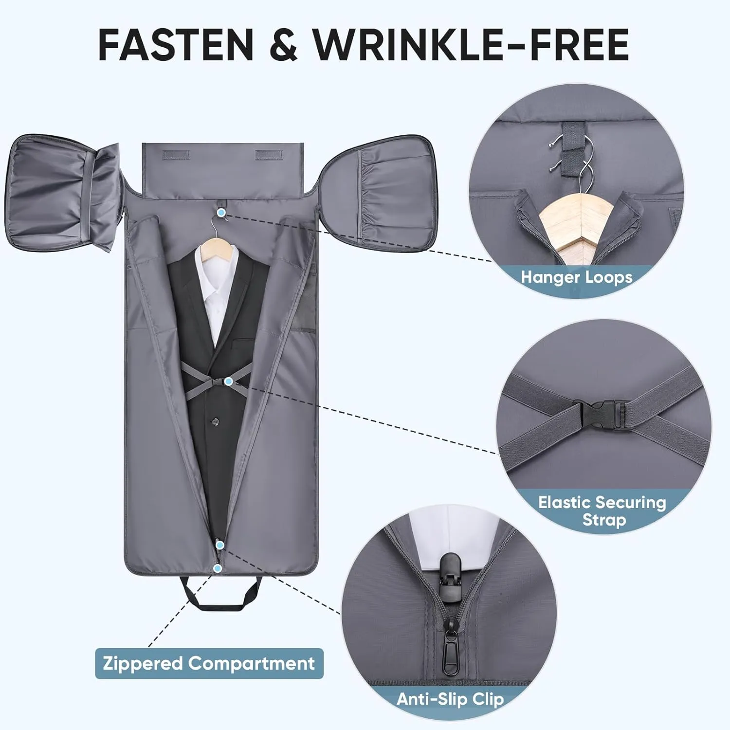 BALEINE Convertible Garment Bag with Shoe Compartment, 2 in 1 Carry on Garment Duffle Bags for Travel, Suit Bag for Men Women (Gray)