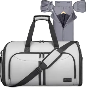 BALEINE Convertible Garment Bag with Shoe Compartment, 2 in 1 Carry on Garment Duffle Bags for Travel, Suit Bag for Men Women (Gray)