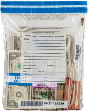 BankSupplies Ultima Blue Clear Deposit Bags - 8W x 10H - Pack of 400 - Transit, Transfer, Valuables - Tamper Evident Tape - Captive Flap Closure - Security Deposit Bag