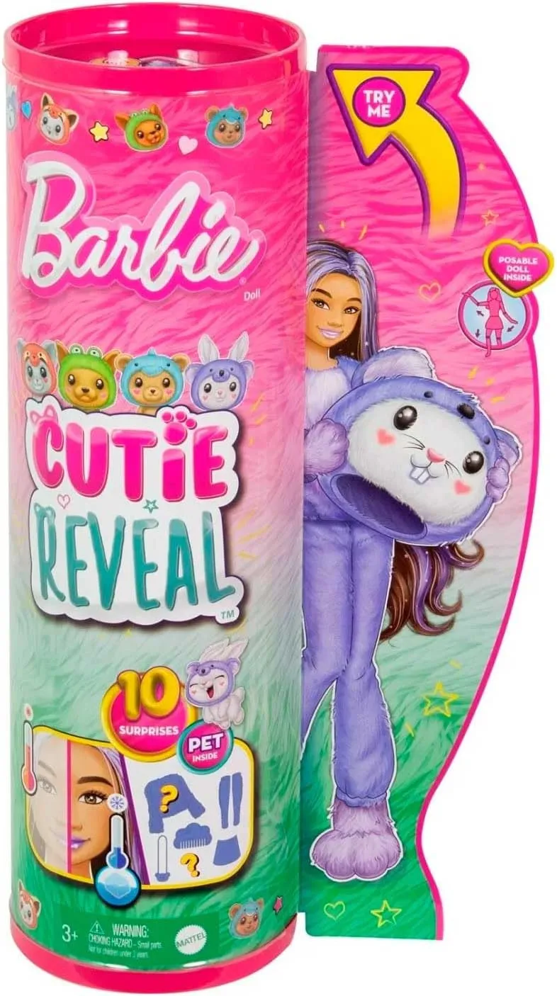 Barbie Cutie Reveal Doll & Accessories with Animal Costume & 10 Surprises Including Color Change, Bunny as a Koala in Costume-Themed Series