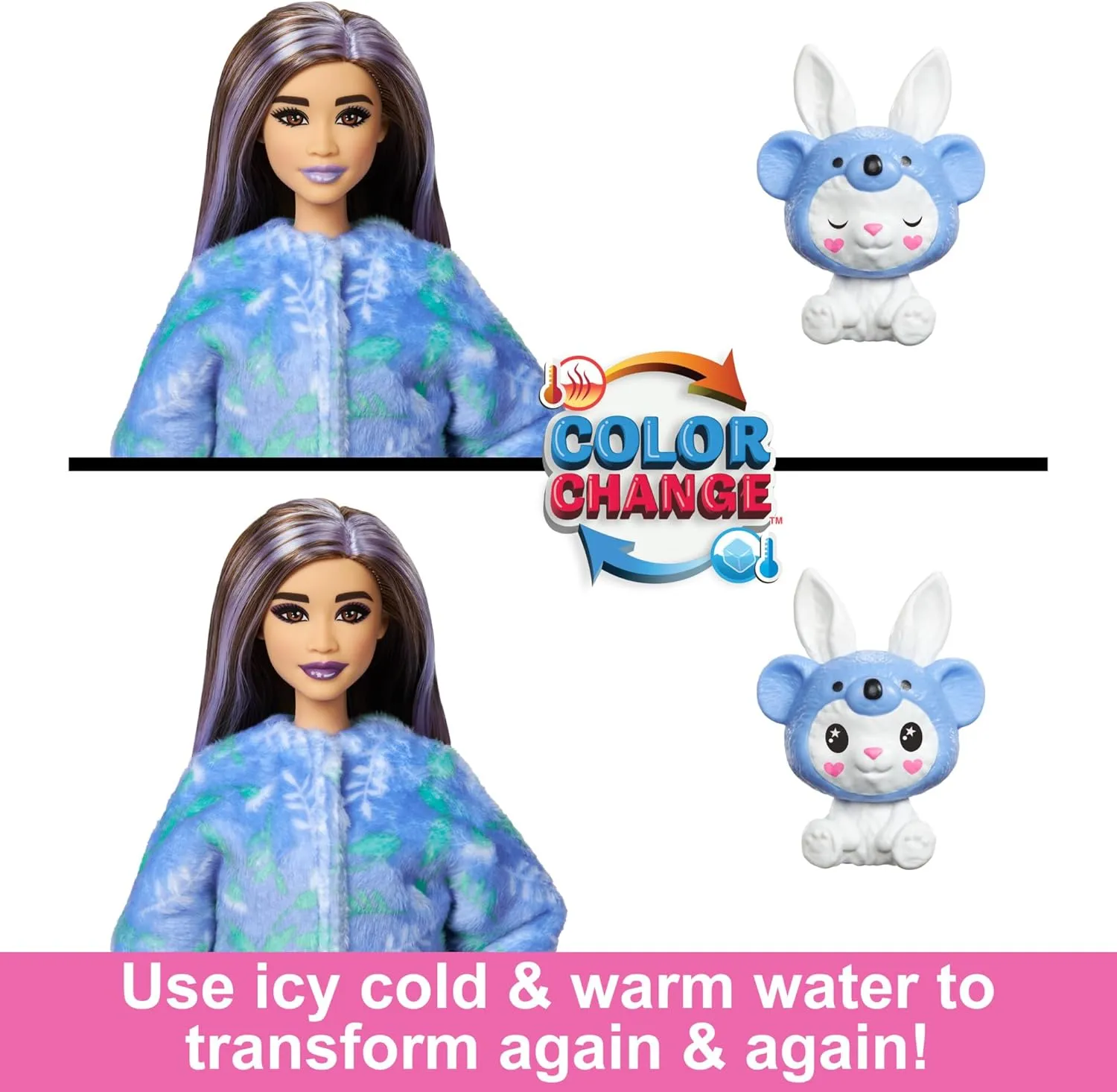 Barbie Cutie Reveal Doll & Accessories with Animal Costume & 10 Surprises Including Color Change, Bunny as a Koala in Costume-Themed Series
