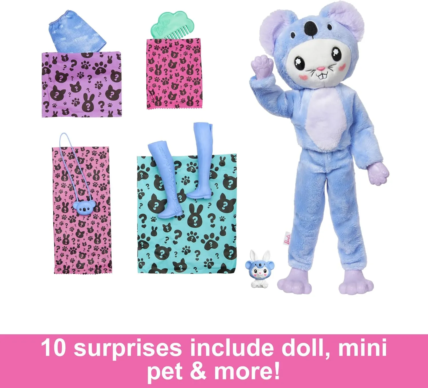Barbie Cutie Reveal Doll & Accessories with Animal Costume & 10 Surprises Including Color Change, Bunny as a Koala in Costume-Themed Series