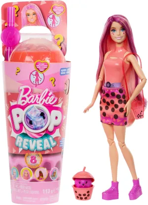 Barbie Pop Reveal Bubble Tea Series Doll & Accessories with Pet, 8 Surprises Include Color Change, Cup with Storage (Styles May Vary)