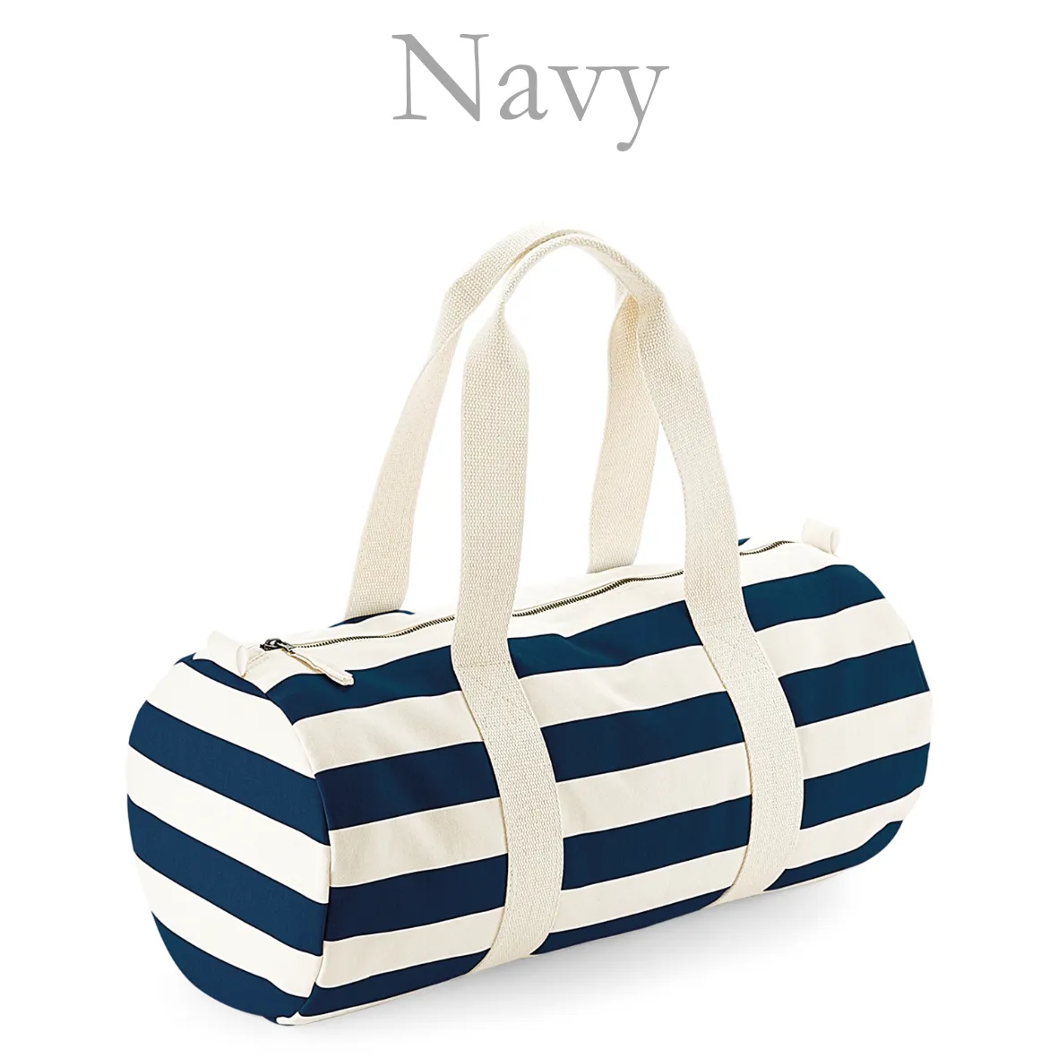 Barrel Bag Navy Stripe Initial
