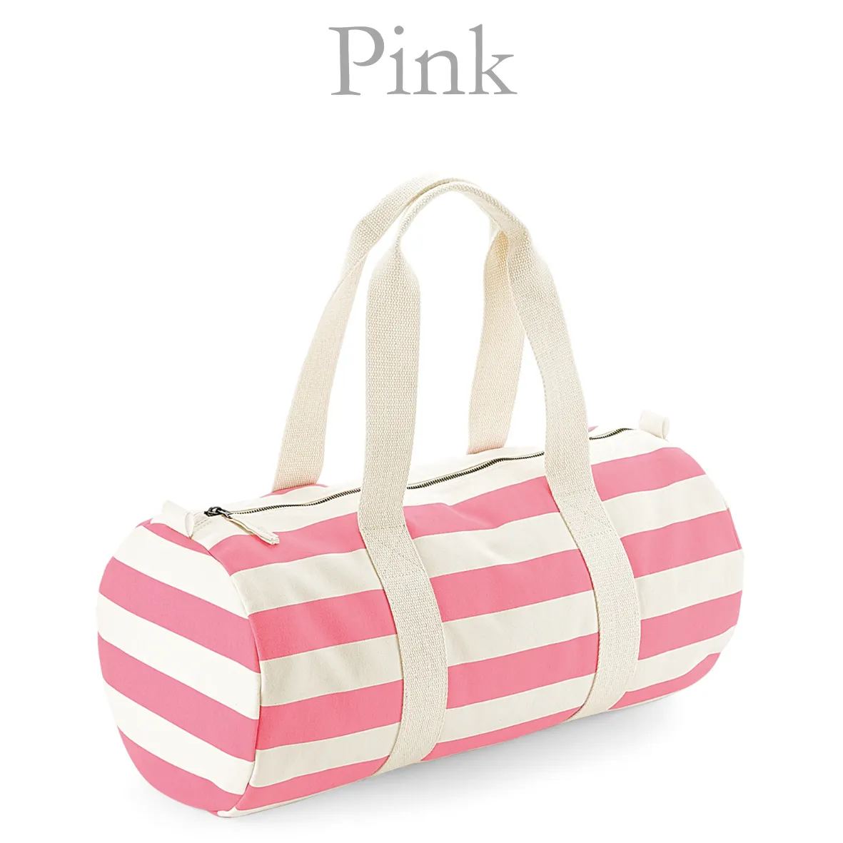 Barrel Bag Pink Stripe Name