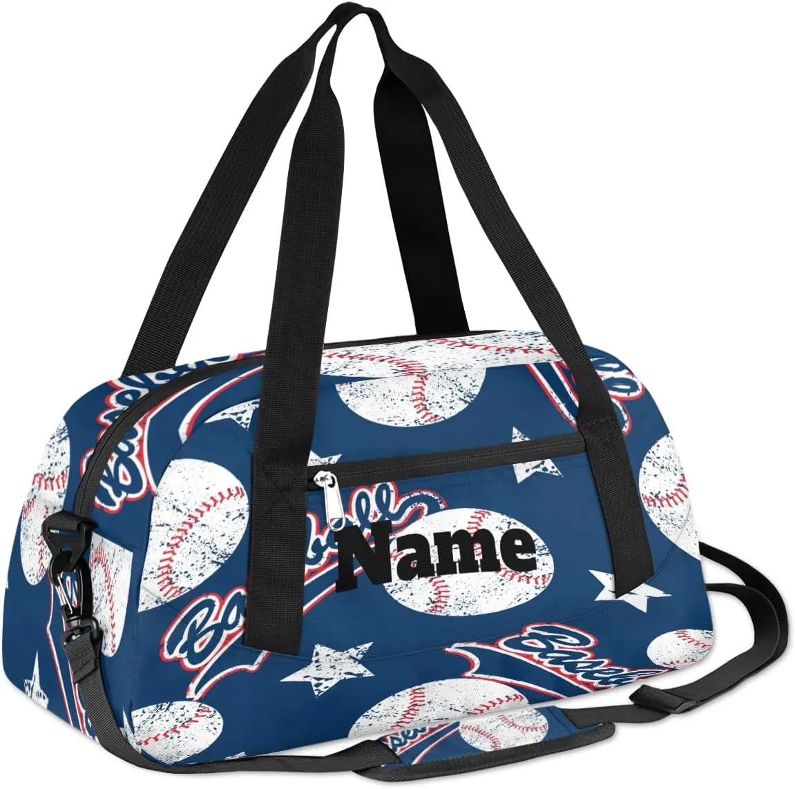 Baseball Pattern Custom Name Kids Duffel Bags Personalized Customized Gifts Sports Gym Bag Girls Dance Bag Overnight Weekender Sleepover Carry On Travel Tote Bag for Boys Girls