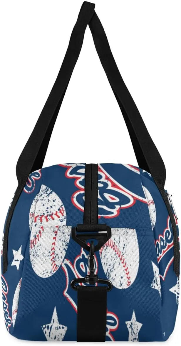 Baseball Pattern Custom Name Kids Duffel Bags Personalized Customized Gifts Sports Gym Bag Girls Dance Bag Overnight Weekender Sleepover Carry On Travel Tote Bag for Boys Girls