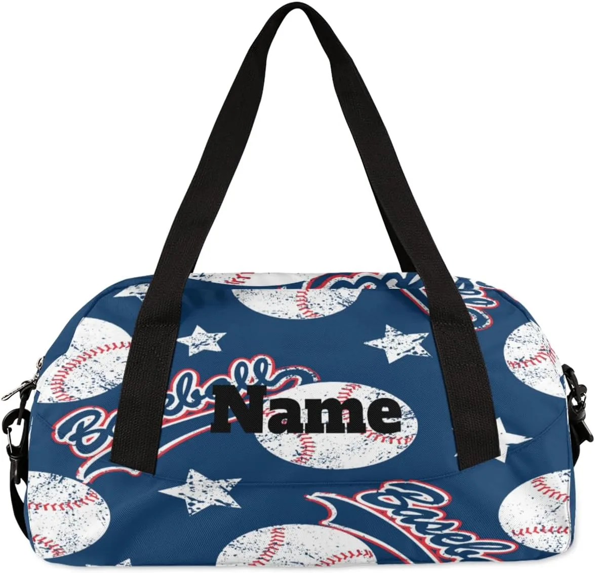 Baseball Pattern Custom Name Kids Duffel Bags Personalized Customized Gifts Sports Gym Bag Girls Dance Bag Overnight Weekender Sleepover Carry On Travel Tote Bag for Boys Girls