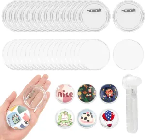 BEAMNOVA 100 Pack Acrylic Button Pins 58mm 2.28in 2-1/4 Inch Clear Badges Blanks Pinback Buttons for Crafts DIY Badge Pins Bulk for Backpacks Shirts