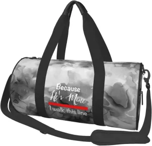Because He's Mine I Walk This Line Firefighter Wife Convertible Garment Bag with Shoulder Strap, Carry on Garment Duffel Bag for Men Women - Rolling Foldable for Travel Luggage Bags (Black)