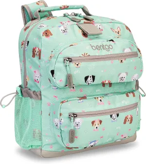 Bentgo Kids Backpack - Lightweight 14” Backpack in Fun Prints for School, Travel, & Daycare, Ideal for Ages 4 , Roomy Interior, Durable & Water-Resistant Fabric, & Loop for Lunch Bag (Puppy Love)
