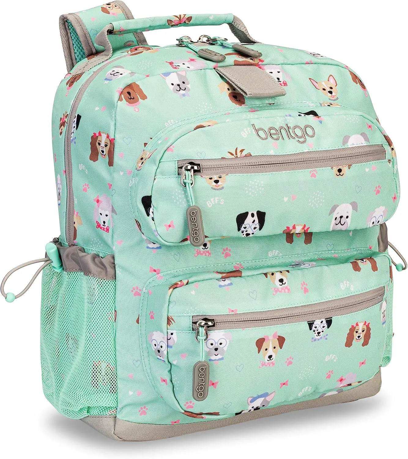 Bentgo Kids Backpack - Lightweight 14” Backpack in Fun Prints for School, Travel, & Daycare, Ideal for Ages 4 , Roomy Interior, Durable & Water-Resistant Fabric, & Loop for Lunch Bag (Puppy Love)